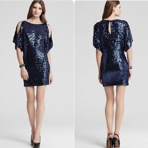 Aidan Maddox Navy Blue Sequin Cocktail Dress, Size 6